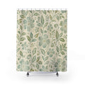 Celadon Batik Flower Print Shower Curtain
