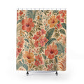 Hibiscus Palm Tropical Floral Shower Curtain