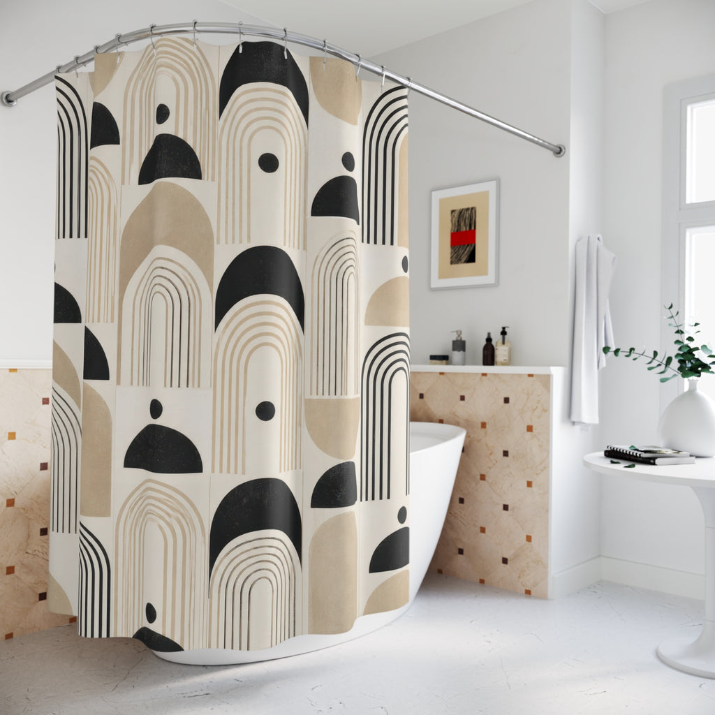 Black Beige Arch Geometry Shower Curtain