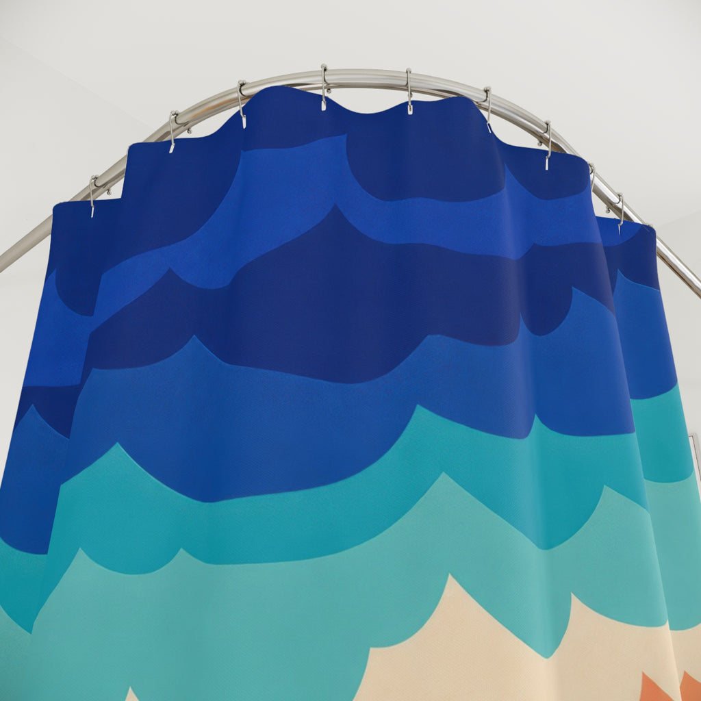 Retro Scallop Wave Beach Shower Curtain