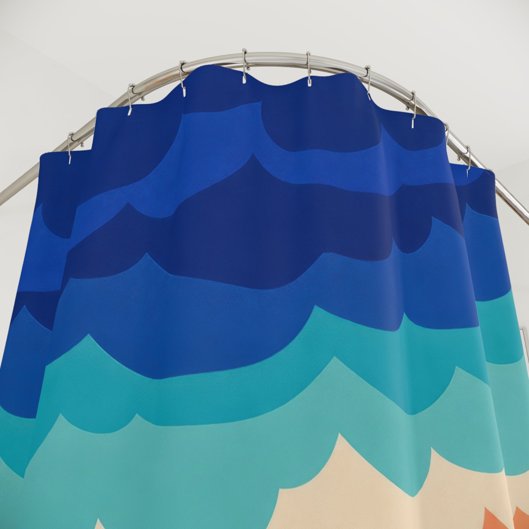 Retro Scallop Wave Beach Shower Curtain