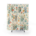 Kids Robot Shower Curtain, Cute Robot Plant Pattern, Kids Science STEM Garden Bathroom Decor, Playroom Wall Decor Guest Bath Wall Gift