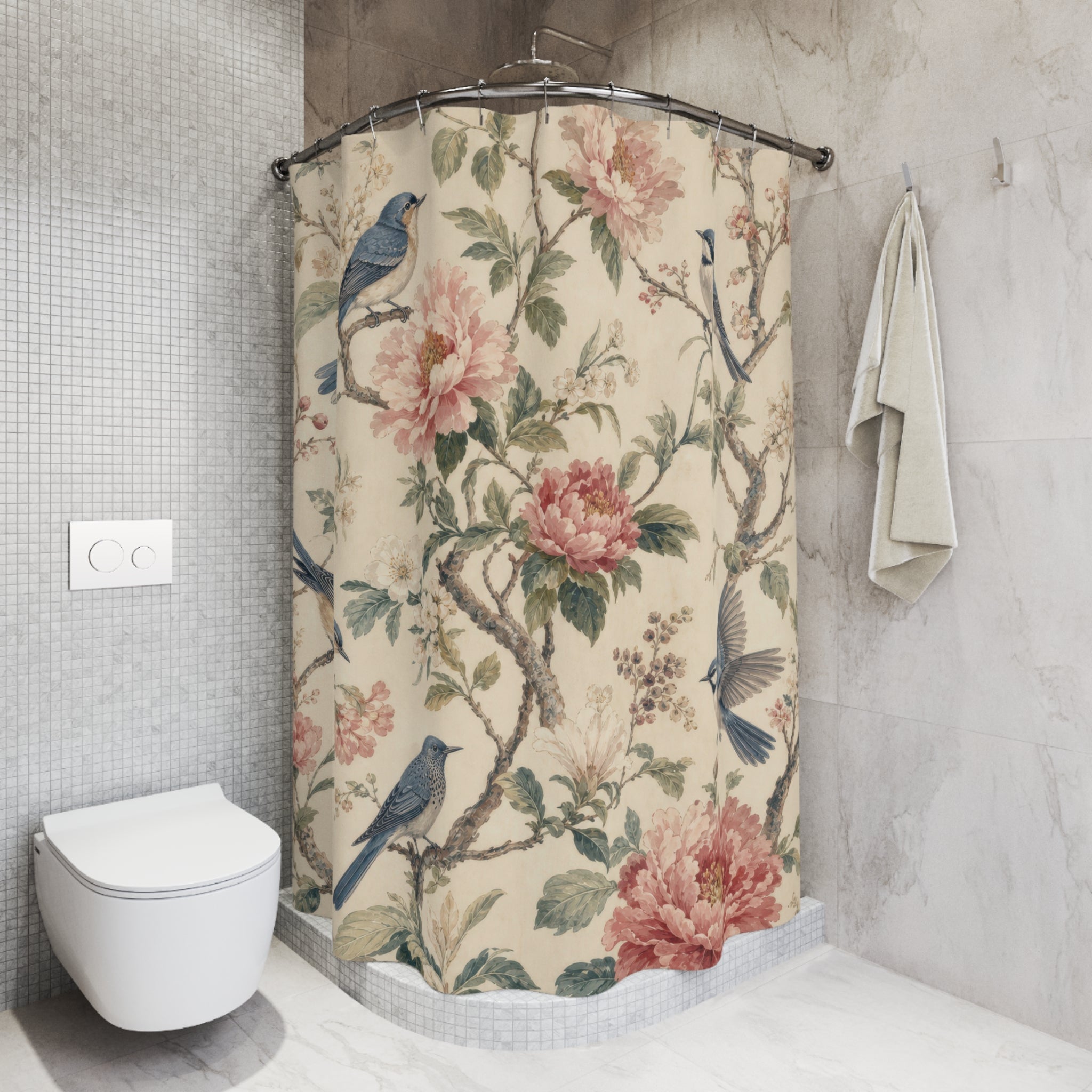French Country Floral Pattern Shower Curtain