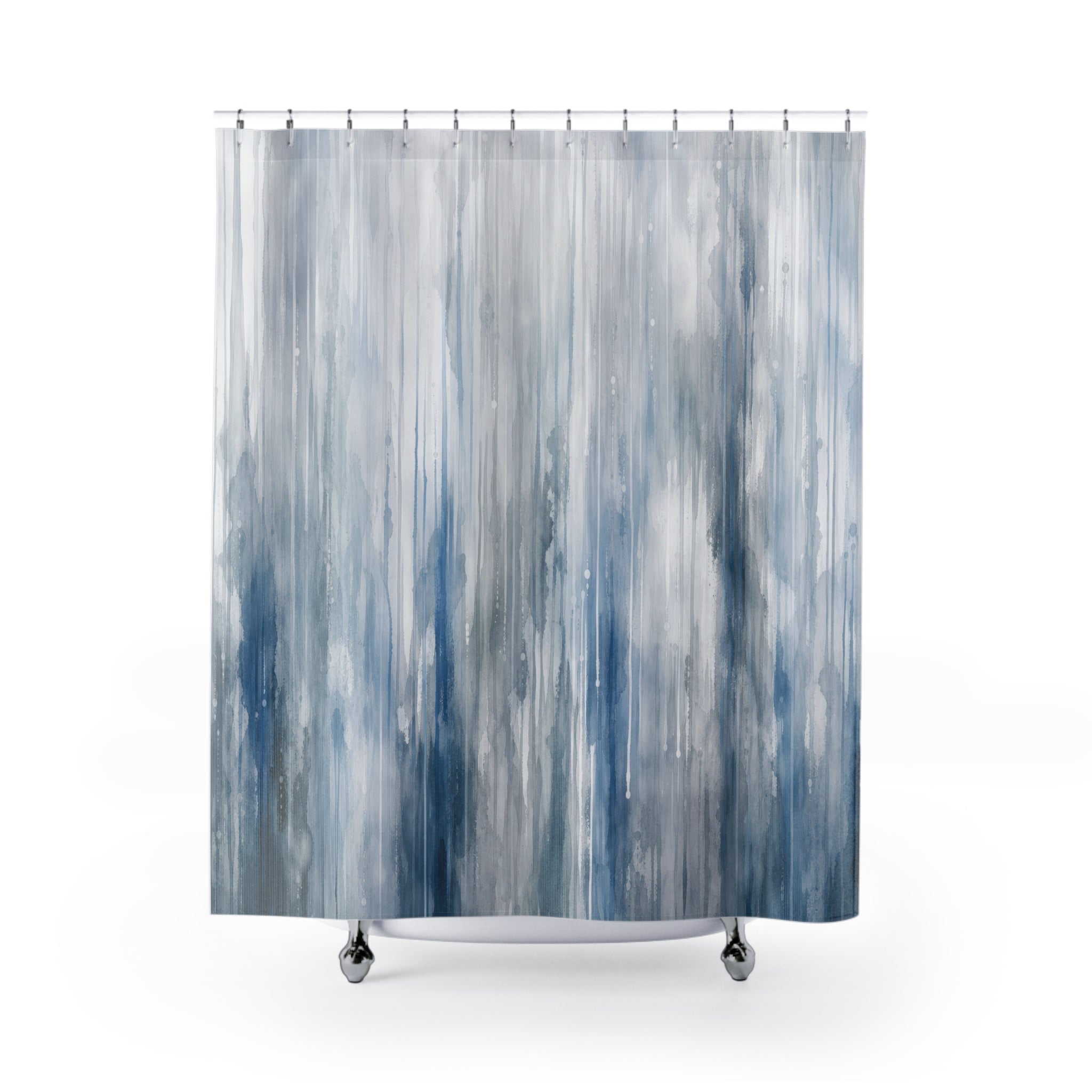 Blue Gray Rain Shower Curtain