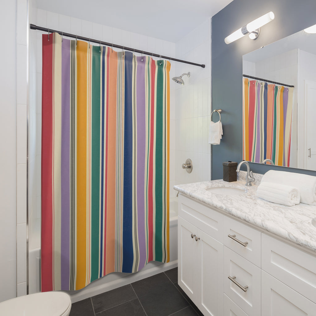 Rainbow Cabana Stripe Shower Curtain