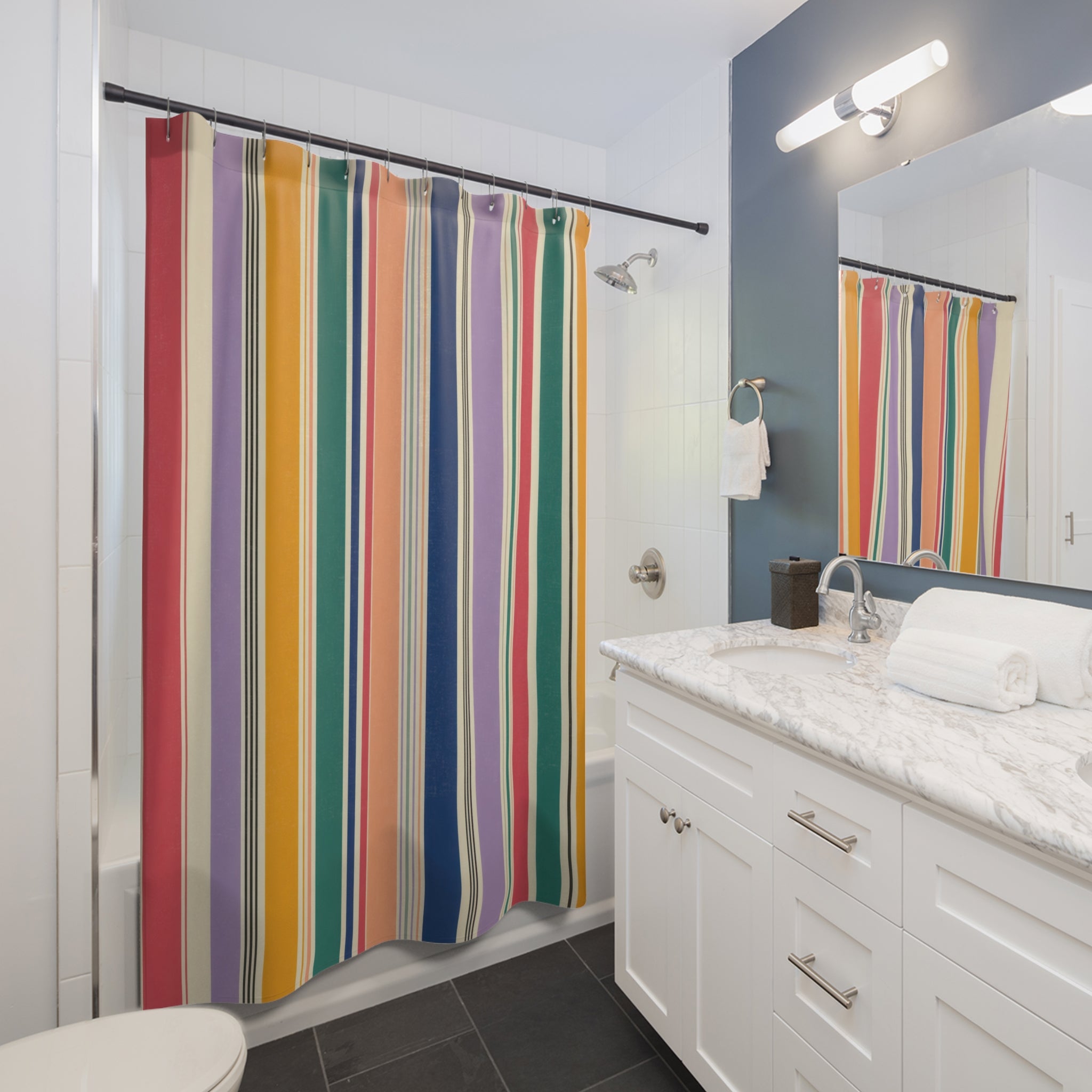 Rainbow Cabana Stripe Shower Curtain
