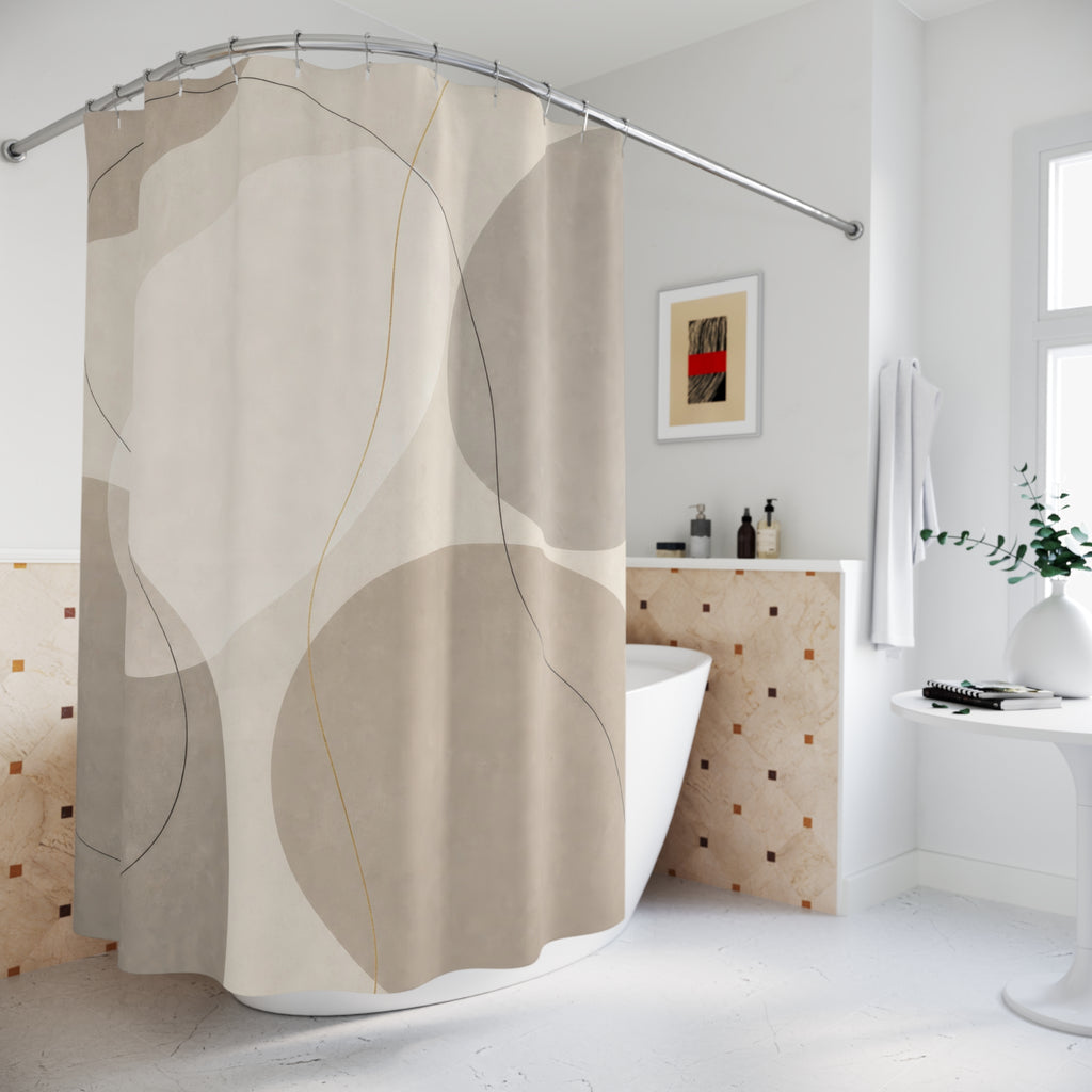 Gray Circle Abstract Beige Shower Curtain