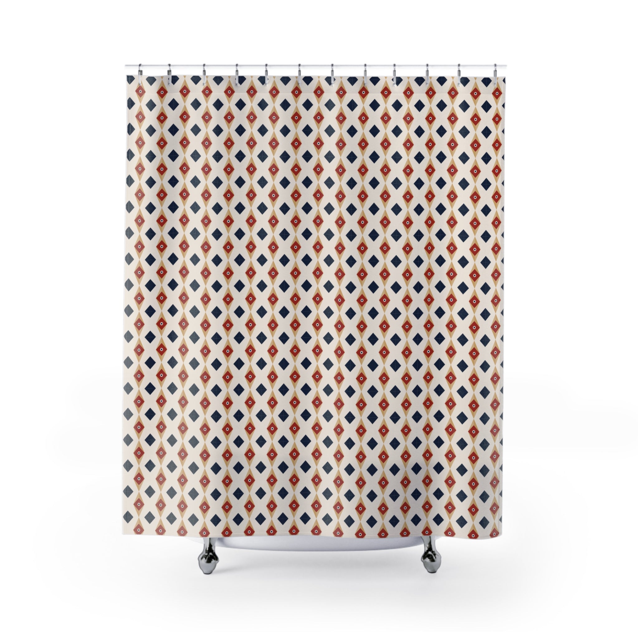 Barn Star Quilt Shower Curtain – Red, Navy & Gold