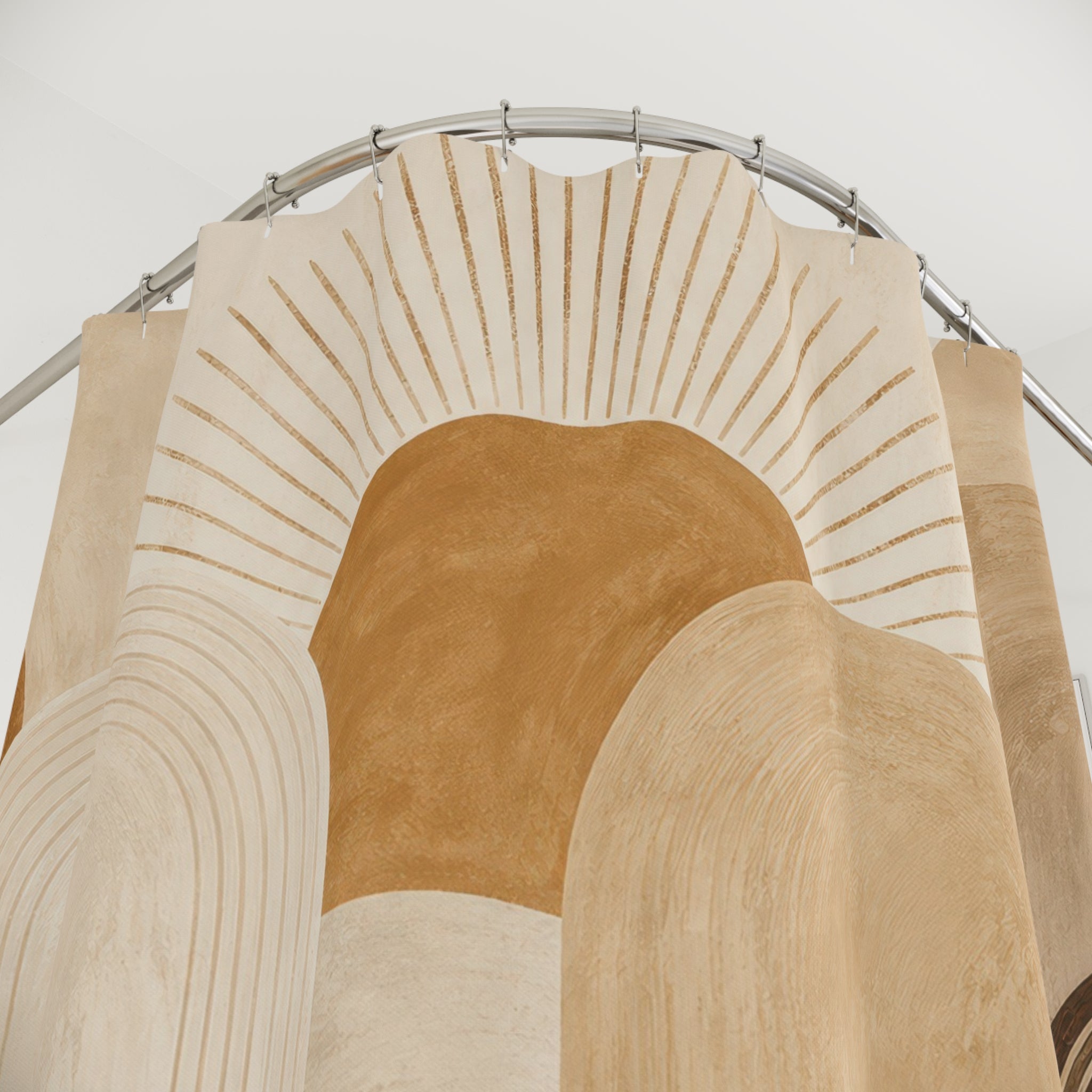 Brown Beige Sunburst Arch Shower Curtain