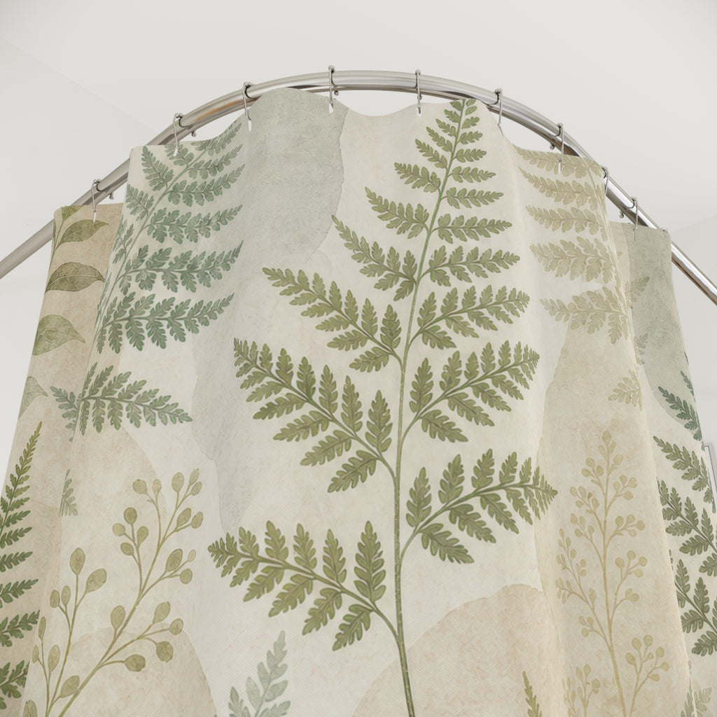 Sage Stone Botanical Print Shower Curtain