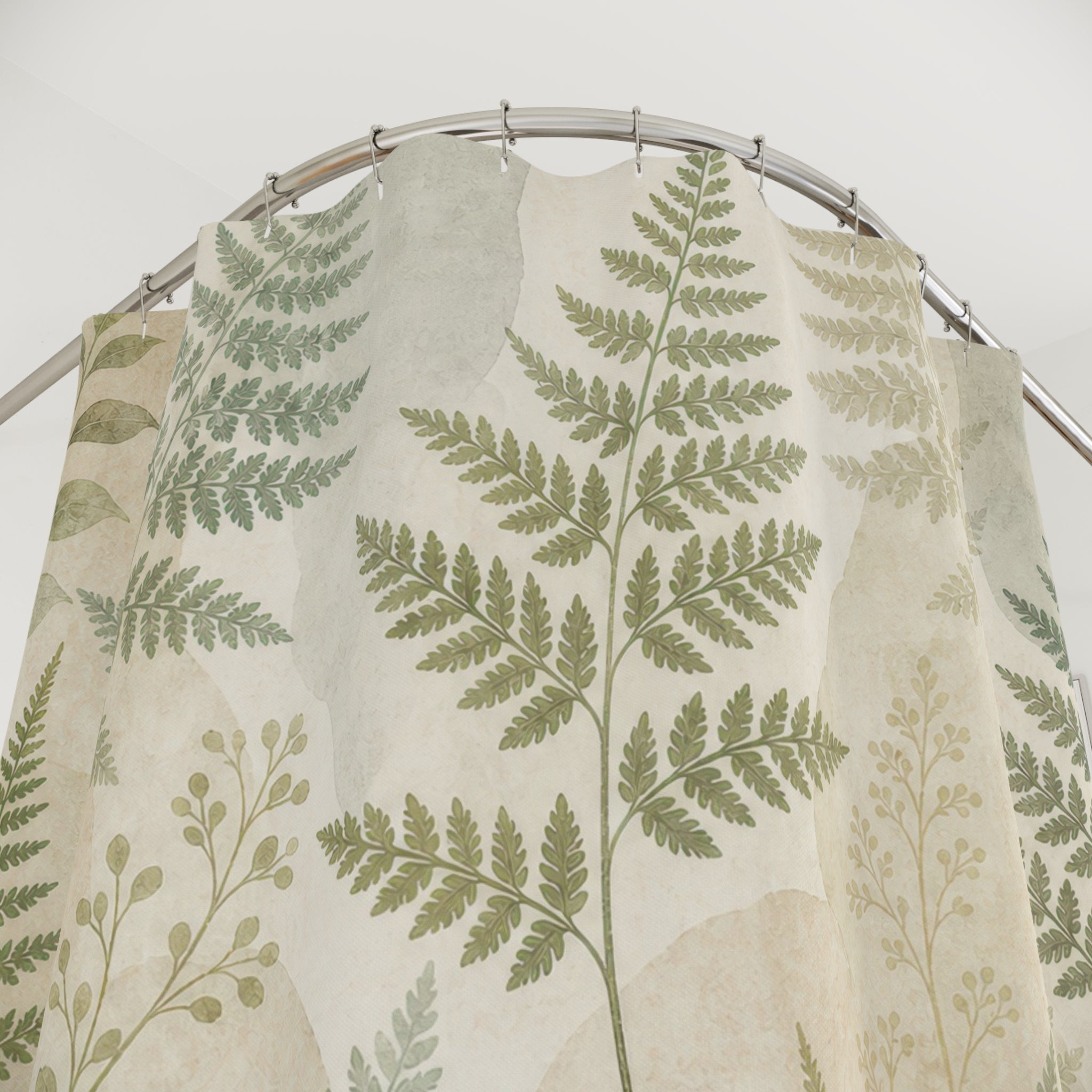 Sage Stone Botanical Print Shower Curtain