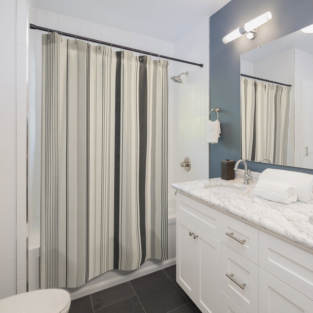 Fine Vertical Pinstripe Cluster Shower Curtain