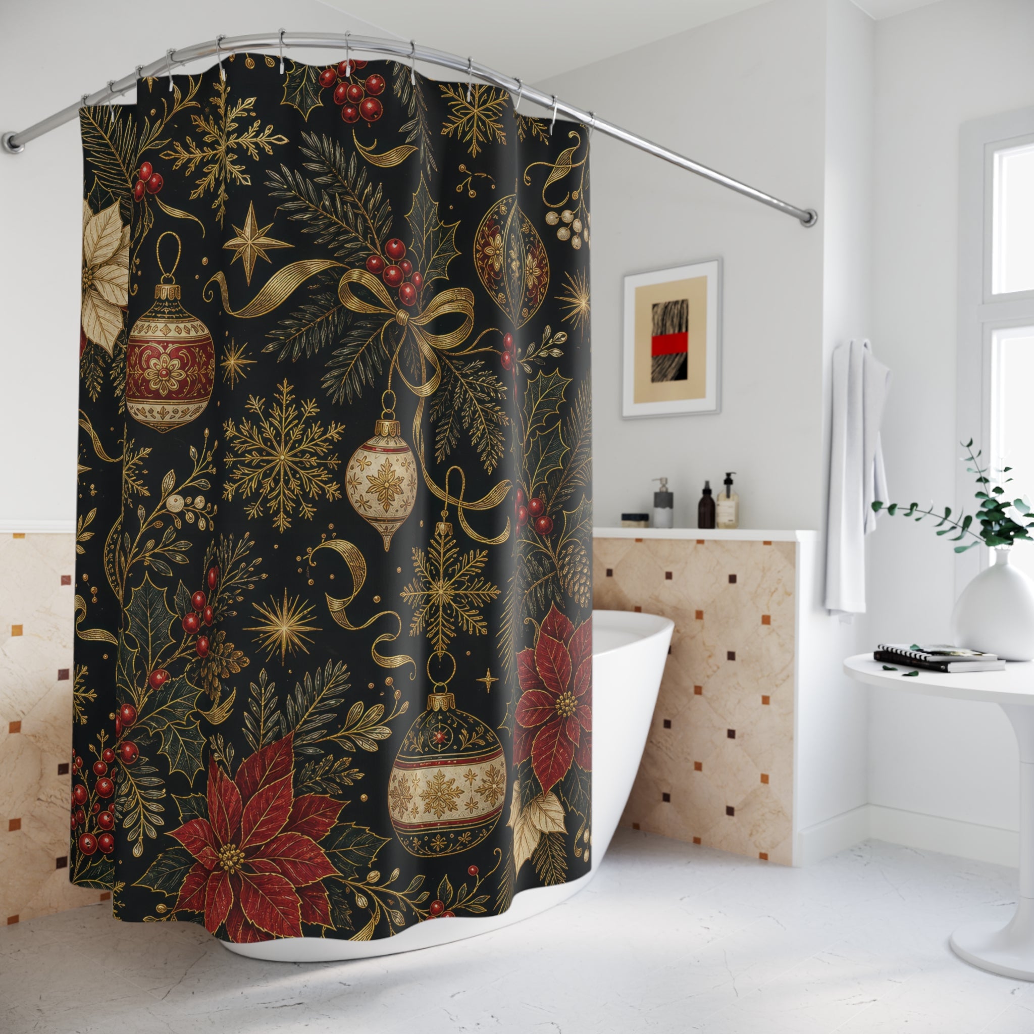 Black Gold Ornament Shower Curtain