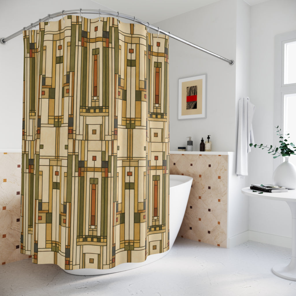 Prairie Geometric Frank Lloyd Wright Inspired Shower Curtain