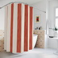 Red and White Painterly Stripe Shower Curtain