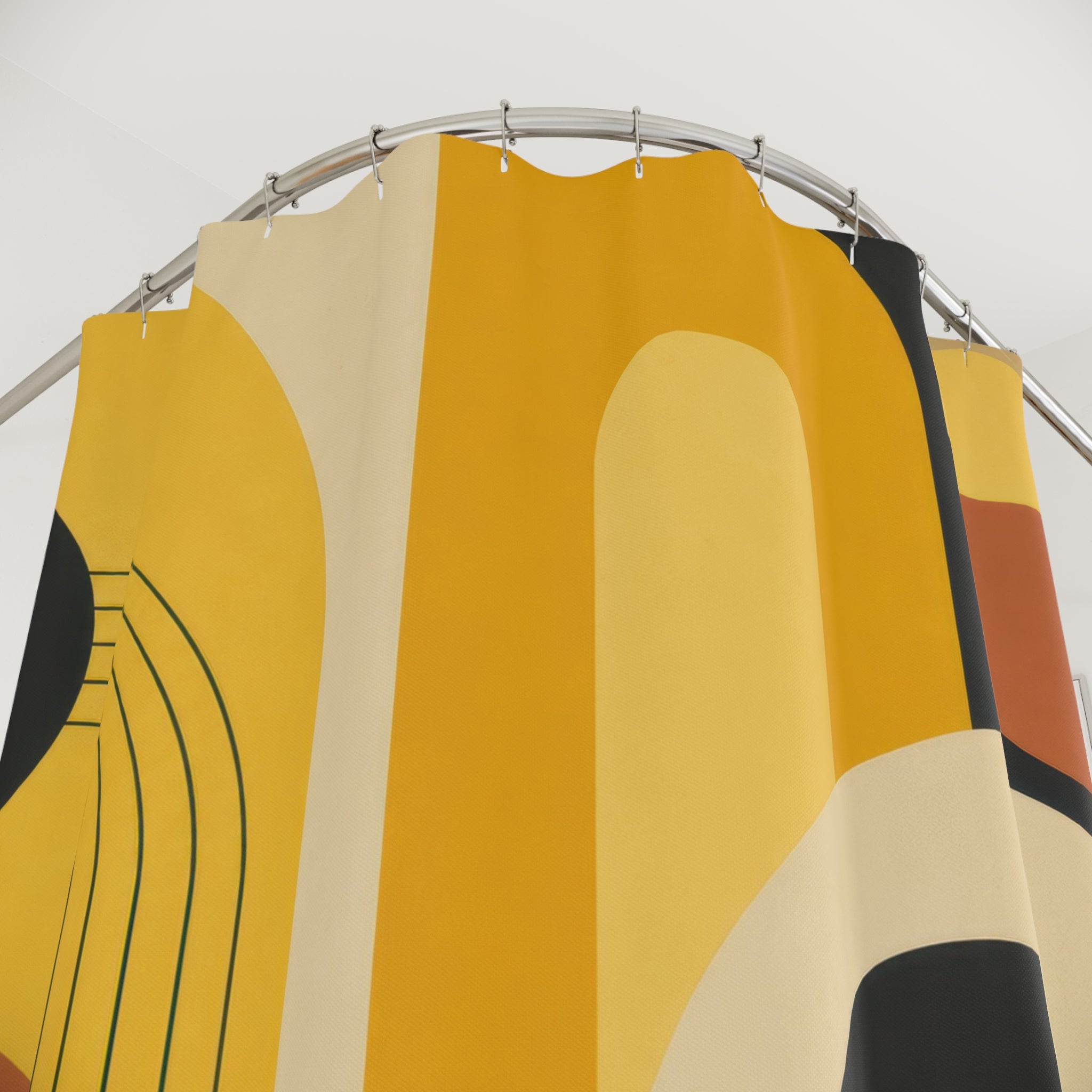 Mustard Mid Century Arches Shower Curtain