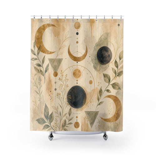Alchemy decorative printed shower curtain with full front view