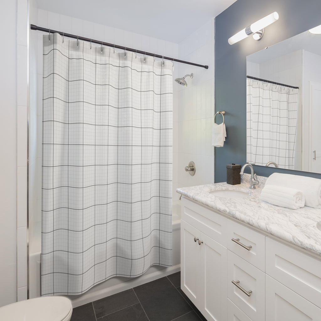 Black and White Grid Shower Curtain