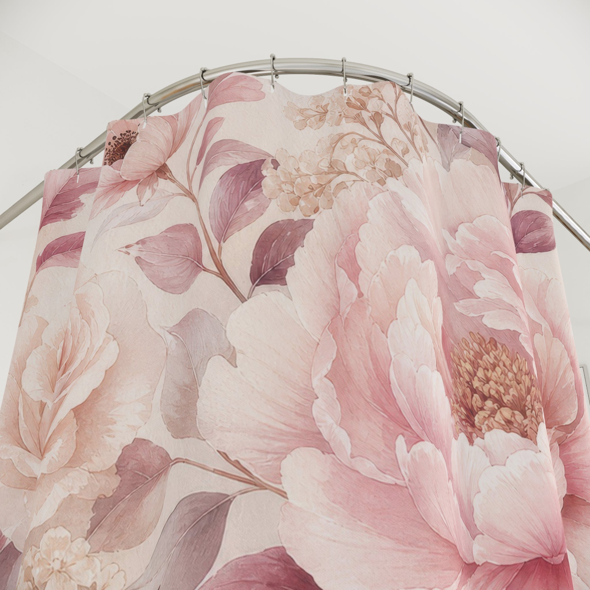 Blush Shower Curtain: Pink Rose Floral Pattern