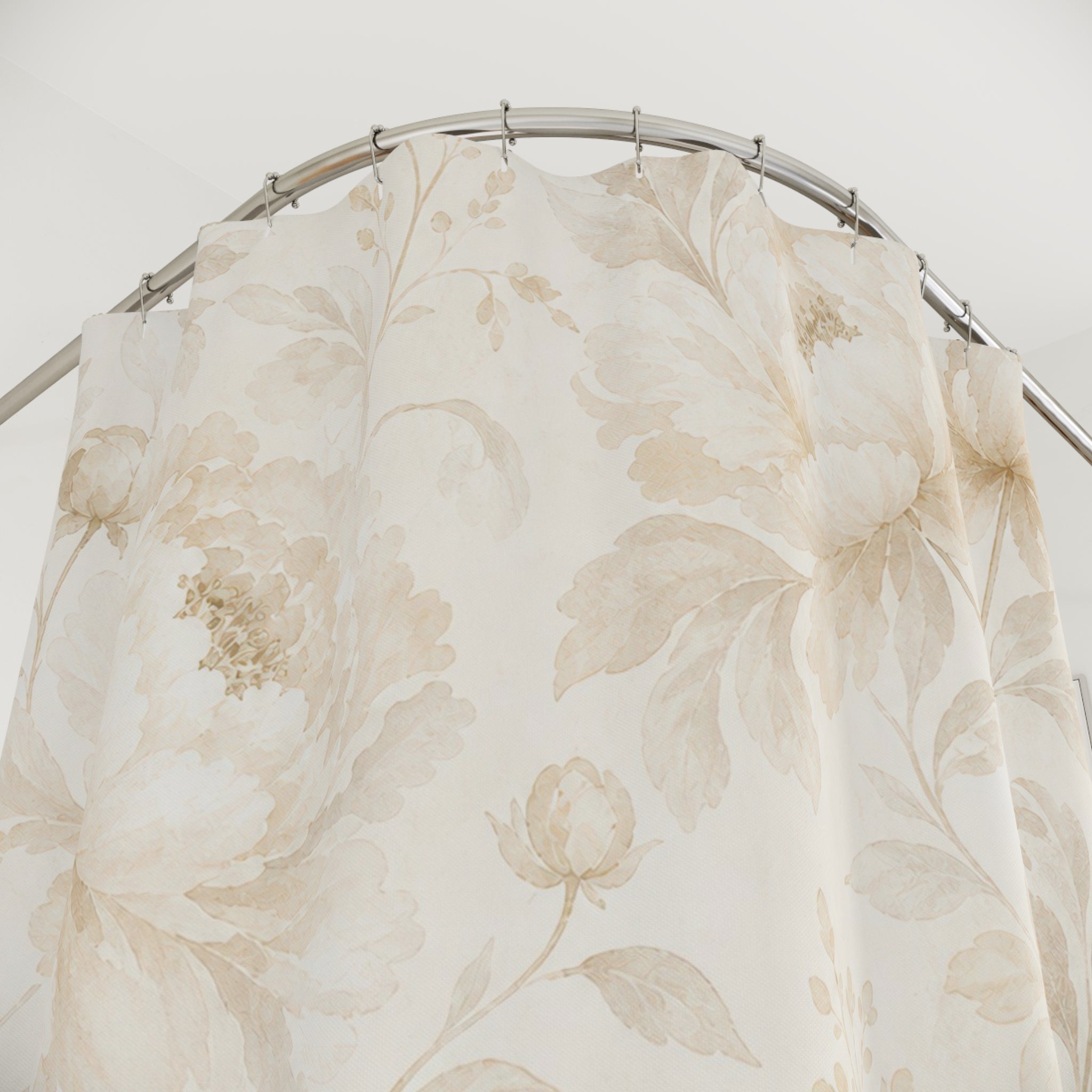 Beige Peony Flower Shower Curtain
