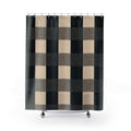 Buffalo Check Shower Curtain, Black Grey Cream Plaid Pattern, Farmhouse Bathroom Decor, Neutral Guest Bath Country Style