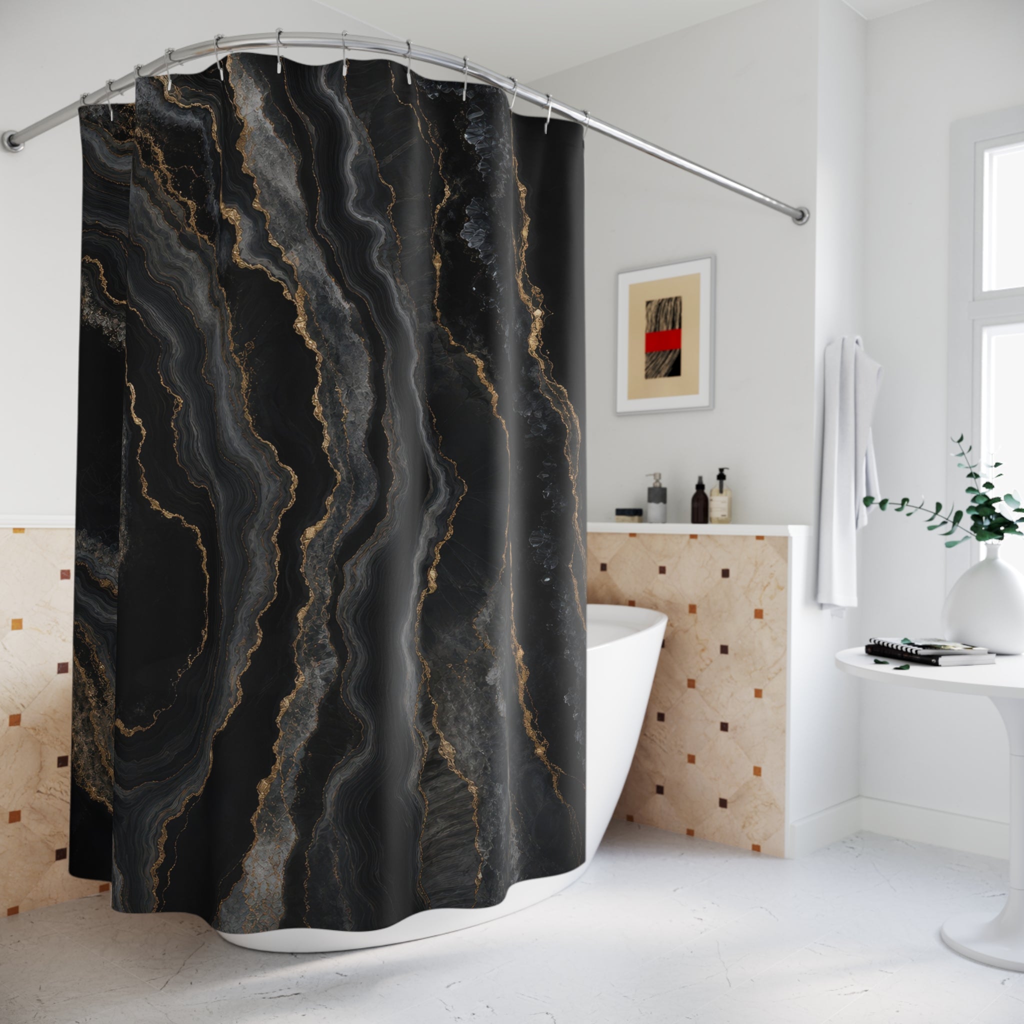 Black and Gold Shower Curtain