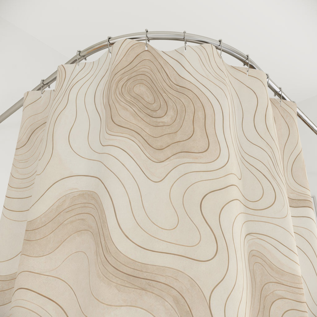 Topographic Contour Line Shower Curtain