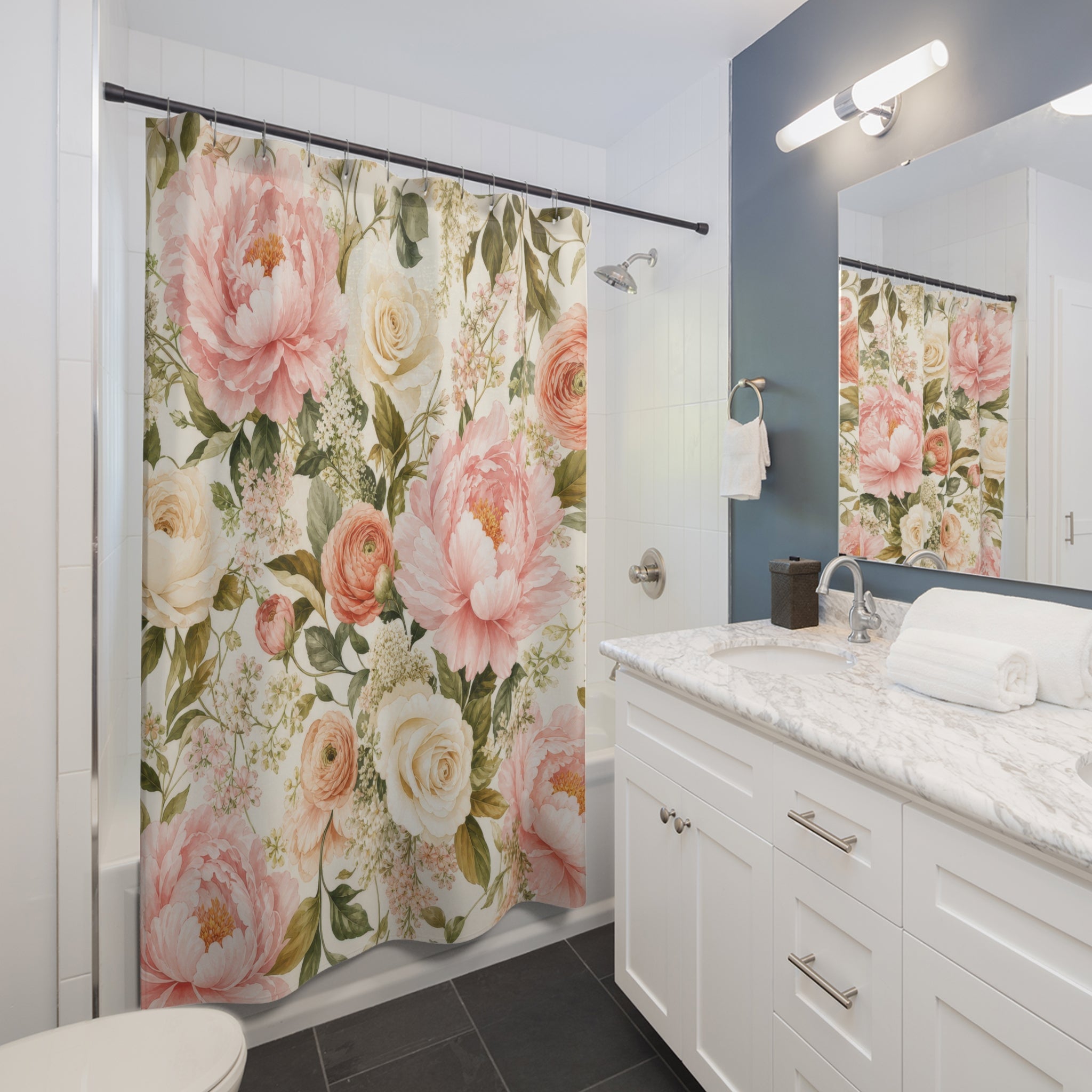 Pink Blush Rose Shower Curtain