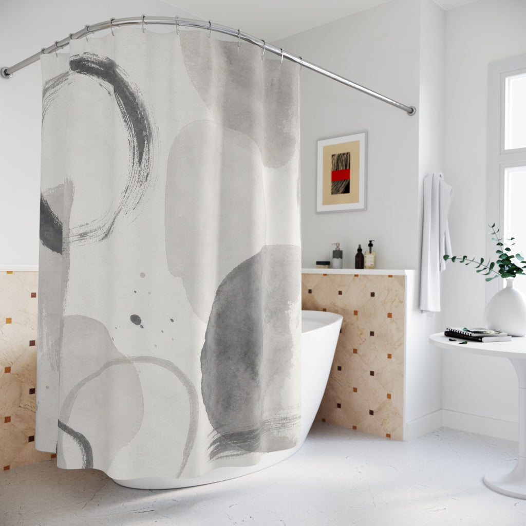 Grey White Abstract Shower Curtain