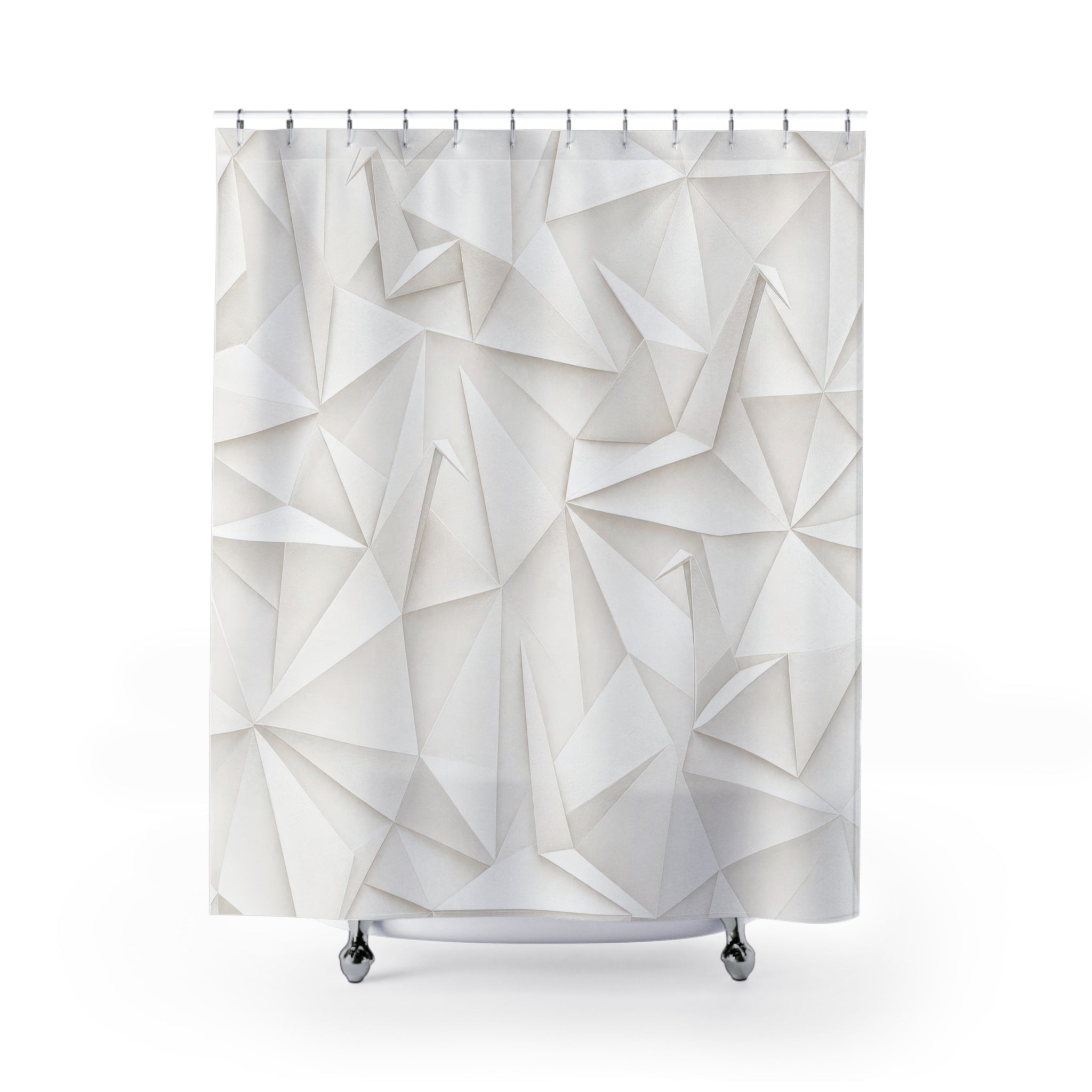 White Origami Shower Curtain