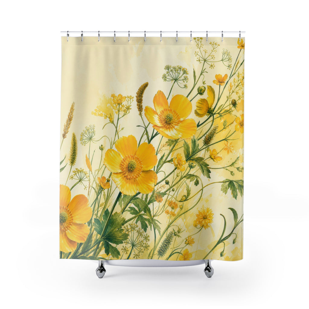 Golden Buttercup Meadow Shower Curtain