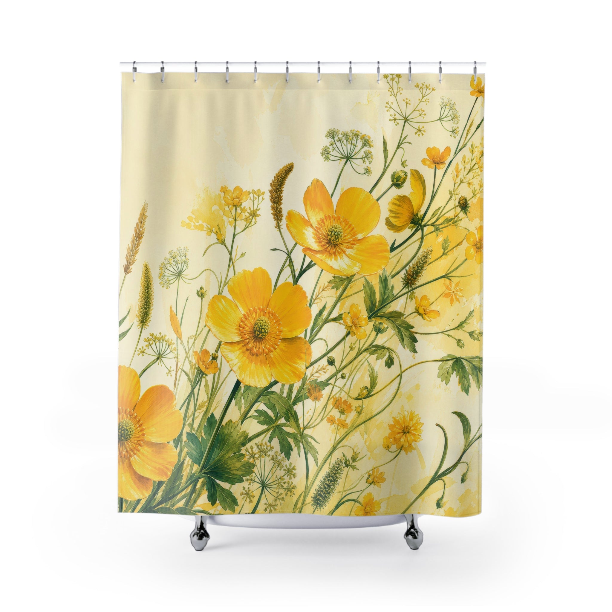 Golden Buttercup Meadow Shower Curtain