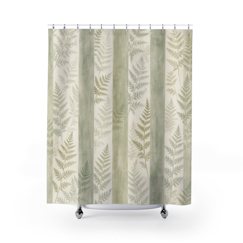 Sage Shadow Stripe Shower Curtain