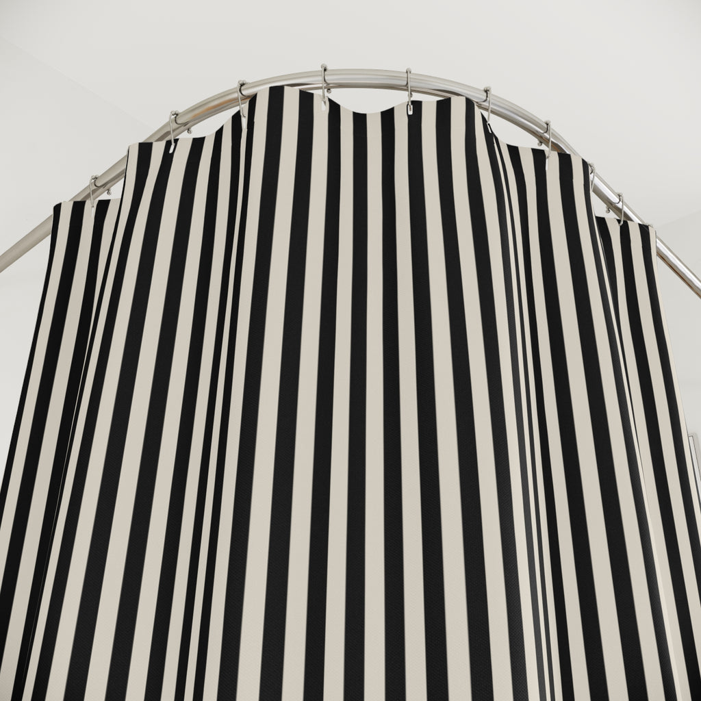 Black and Cream Cabana Stripe Shower Curtain