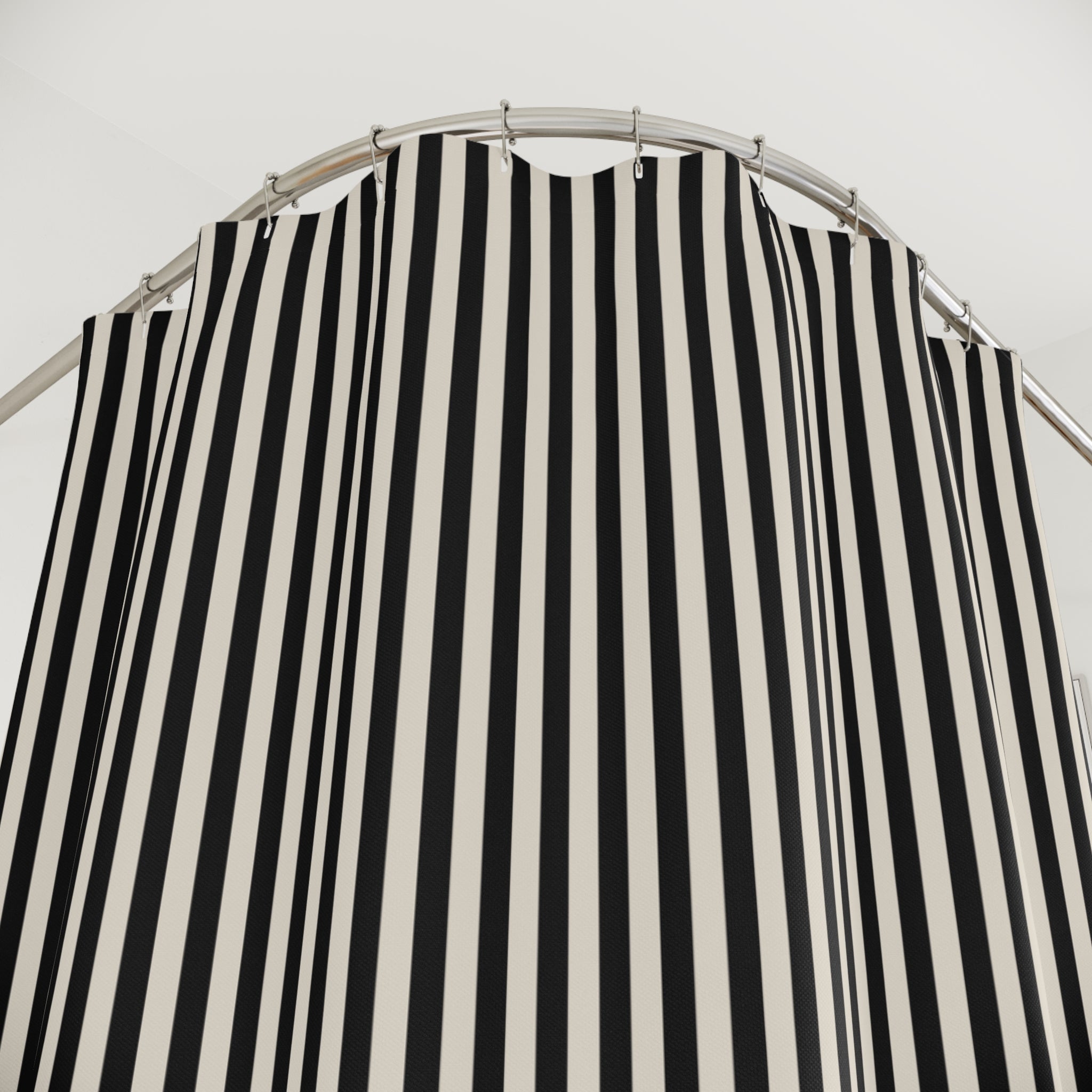 Black and Cream Cabana Stripe Shower Curtain