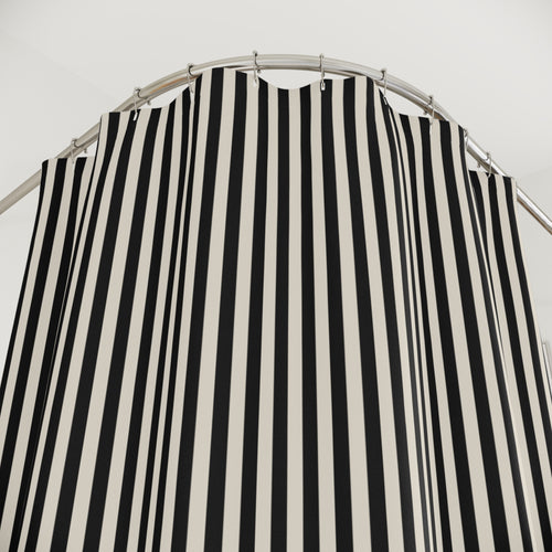 Black and Cream Cabana Stripe Shower Curtain