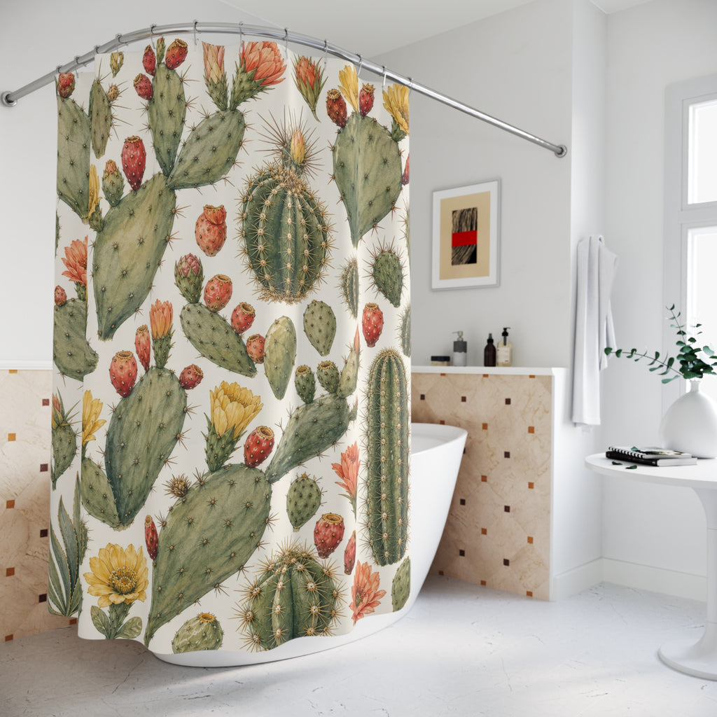 Flowering Prickly Pear Botanical Shower Curtain