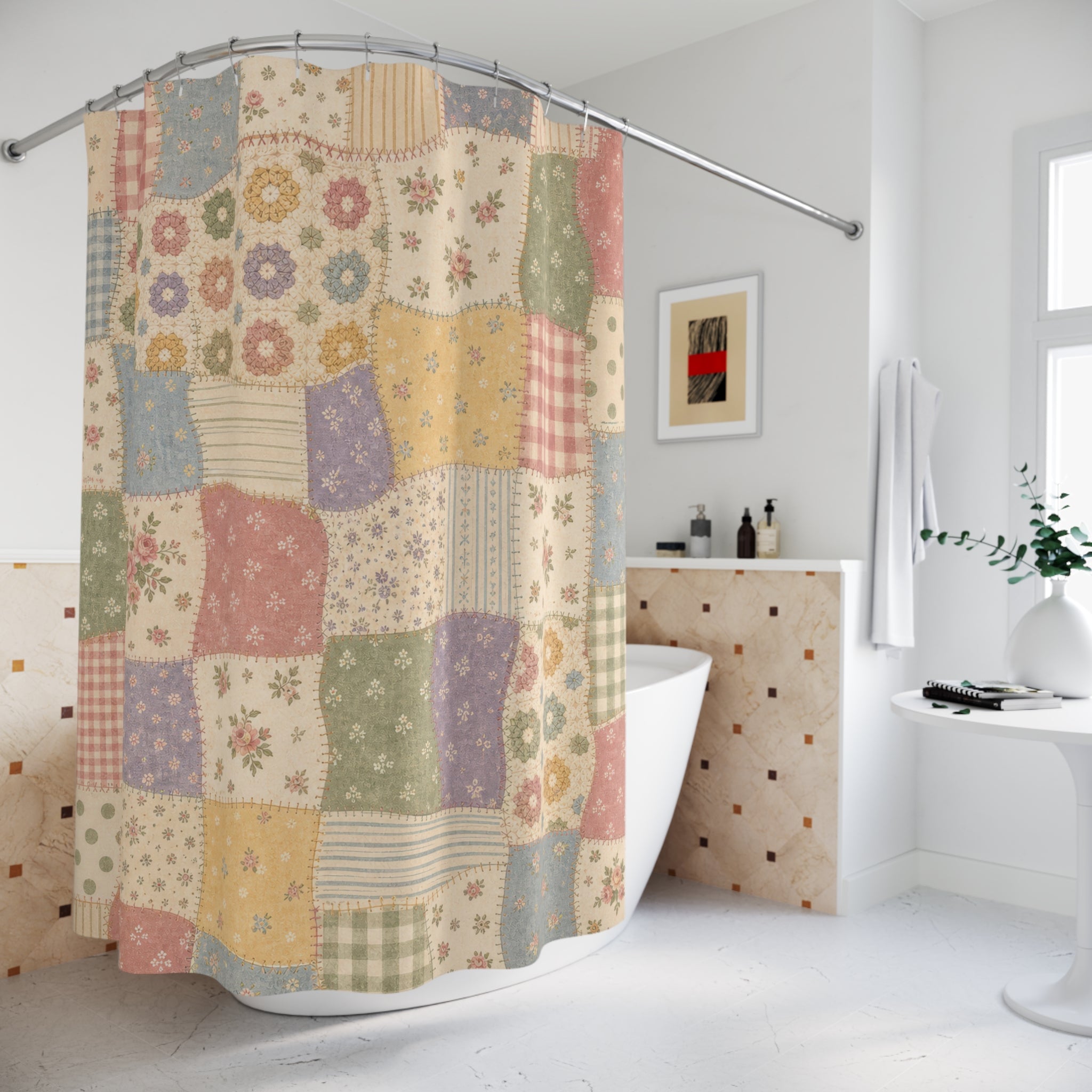 Vintage Floral Cottagecore Shower Curtain