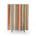 Teal Sage Terracotta Vertical Stripe Shower Curtain