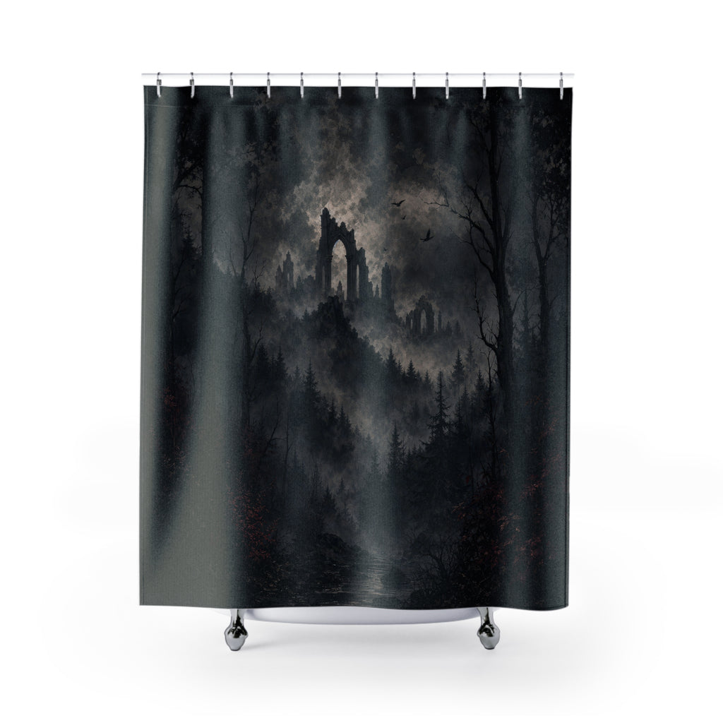Misty Forest Ruins Shower Curtain