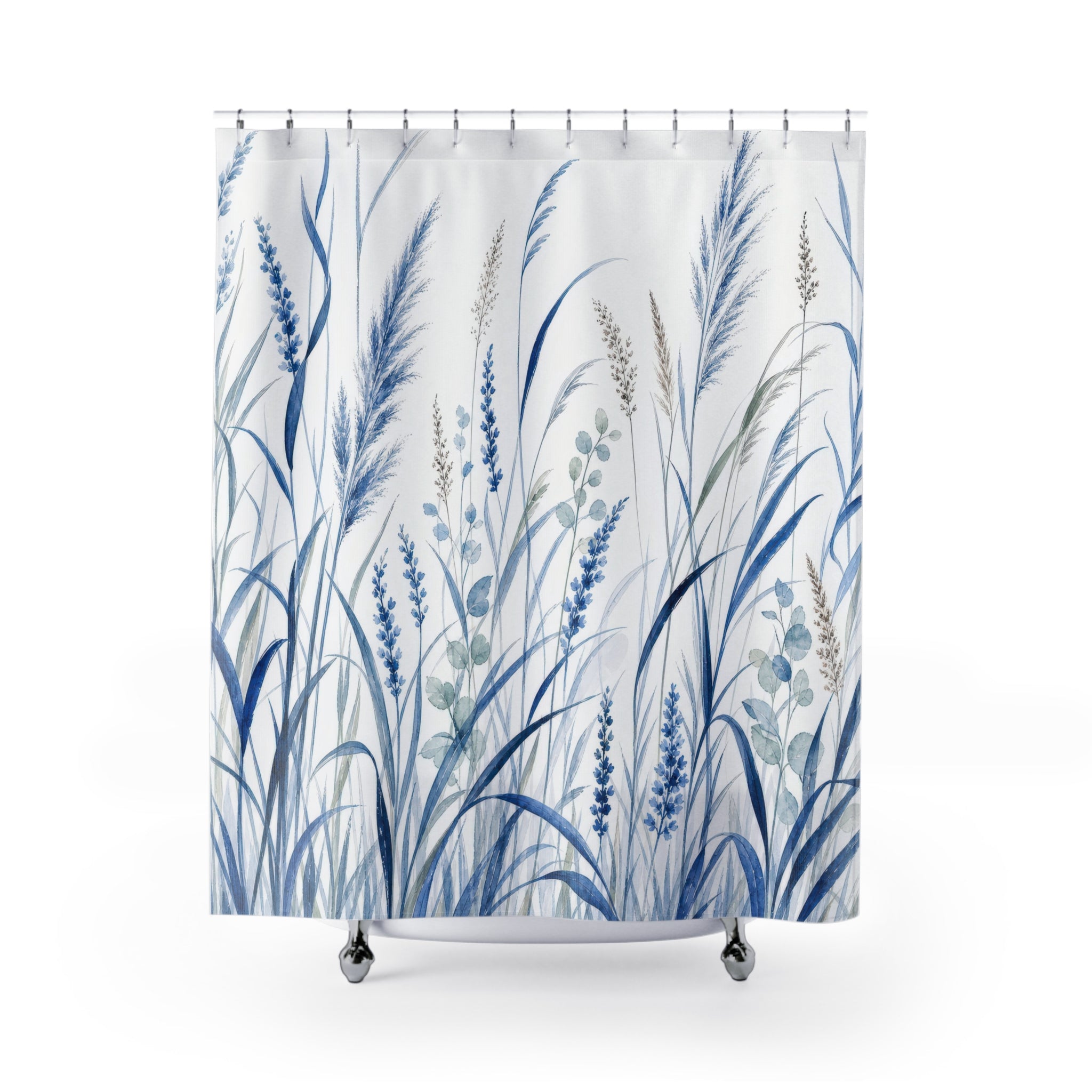 Blue Meadow Grass Shower Curtain