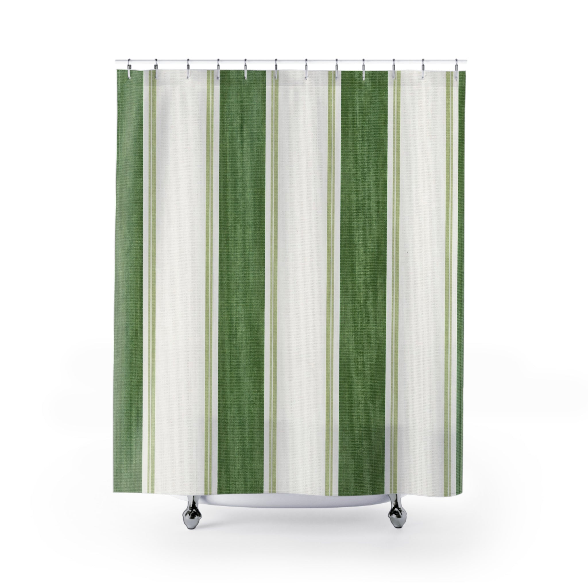 Green Cabana Stripe Shower Curtain