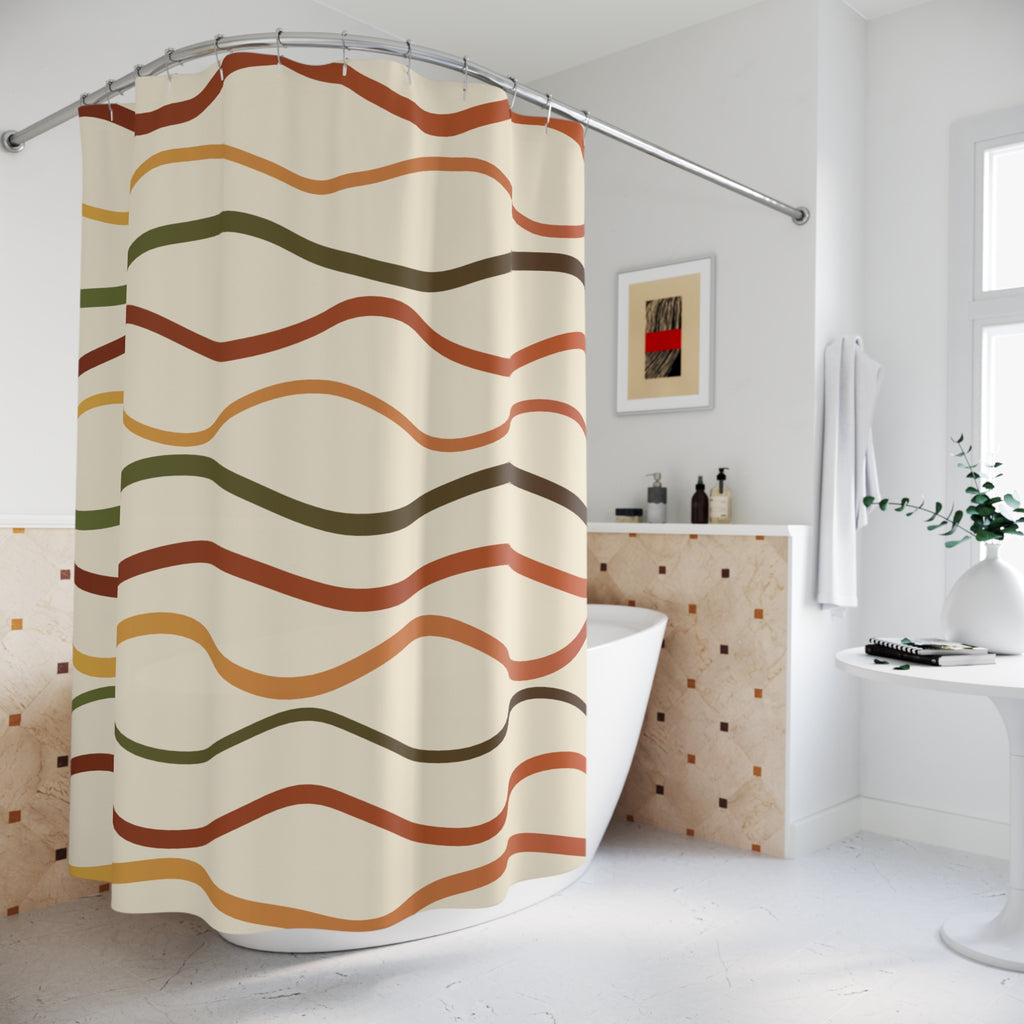 70s Ribbon Swirl Shower Curtain