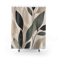 Sage Black Beige Leaf Shower Curtain