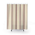 Burgundy Ticking Stripe Shower Curtain, Cream Farmhouse Bathroom Decor, Red Stripe Bath Curtain, Guest Bathroom Decor, Small Bathroom Decor