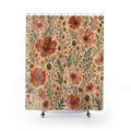 Orange Pink Wildflower Floral Shower Curtain