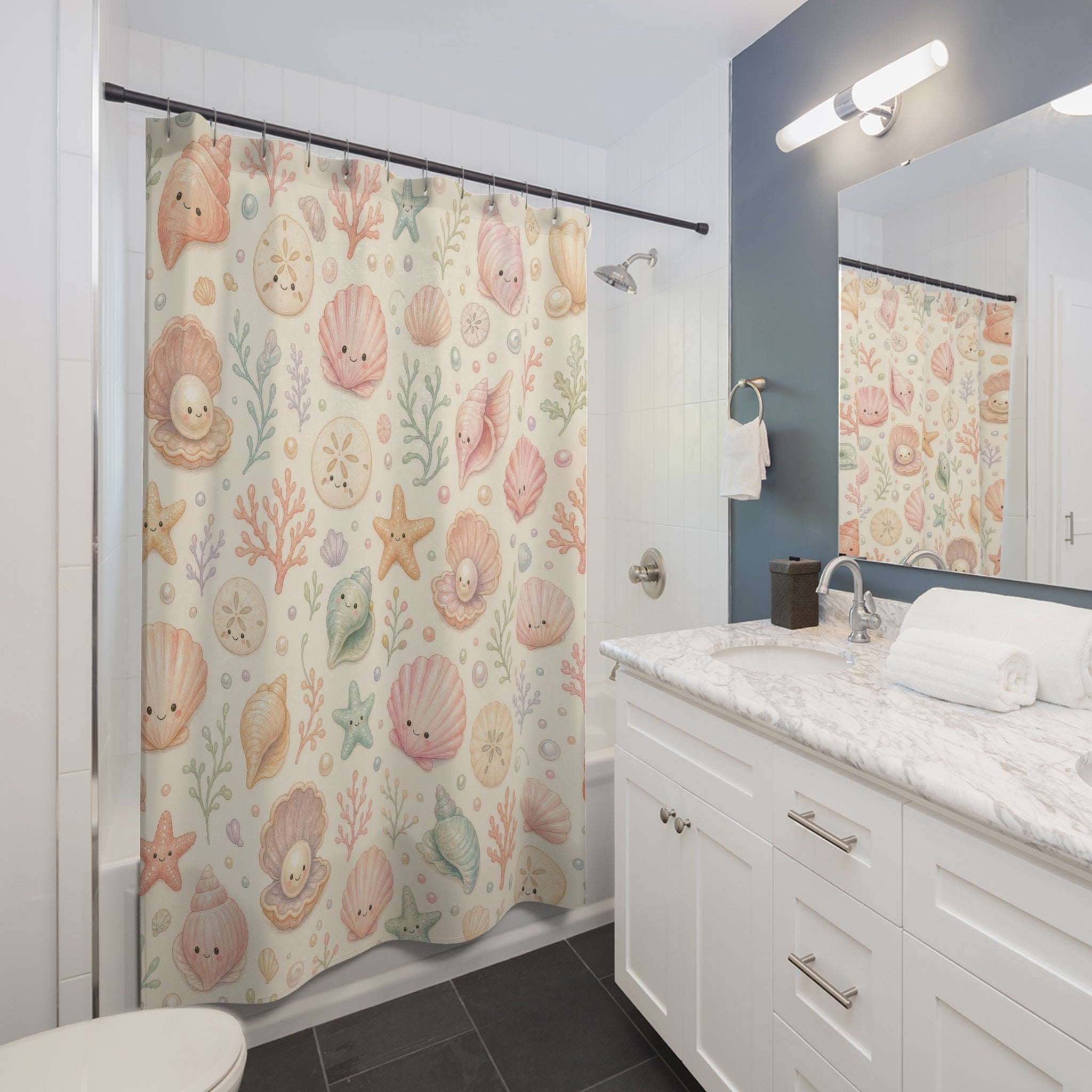 Pastel Seashell Cute Shower Curtain