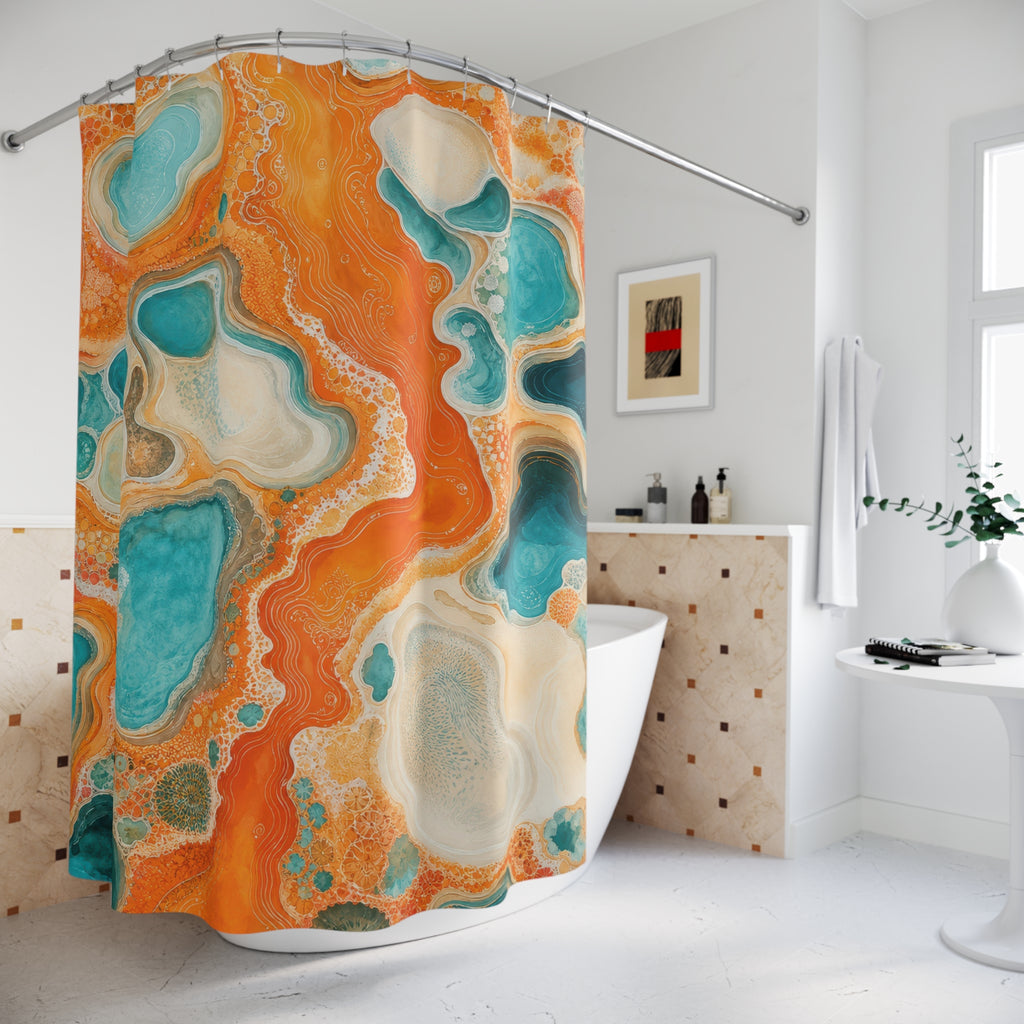 Coral Tidepool Orange Shower Curtain