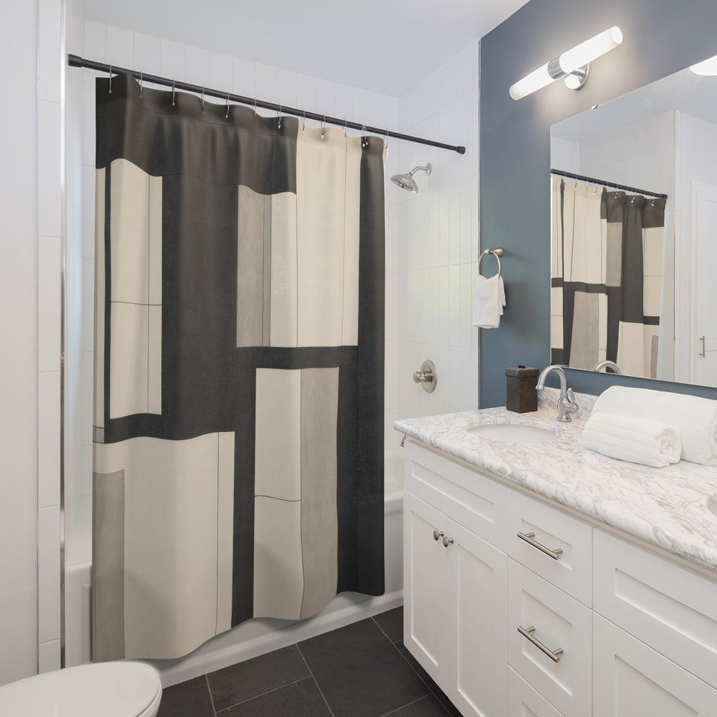 Modern Geometric Black Shower Curtain