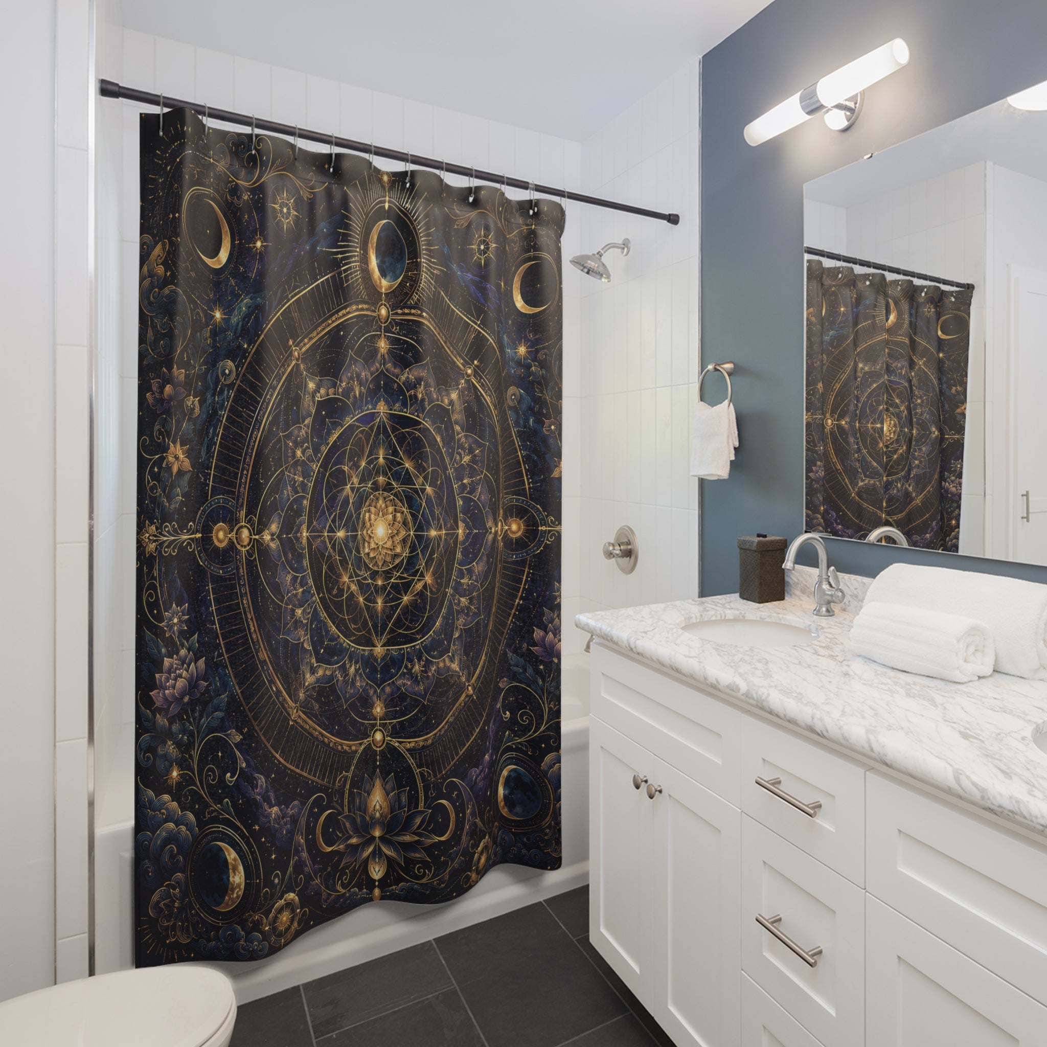 Celestial Mandala Shower Curtain: Sacred Geometry